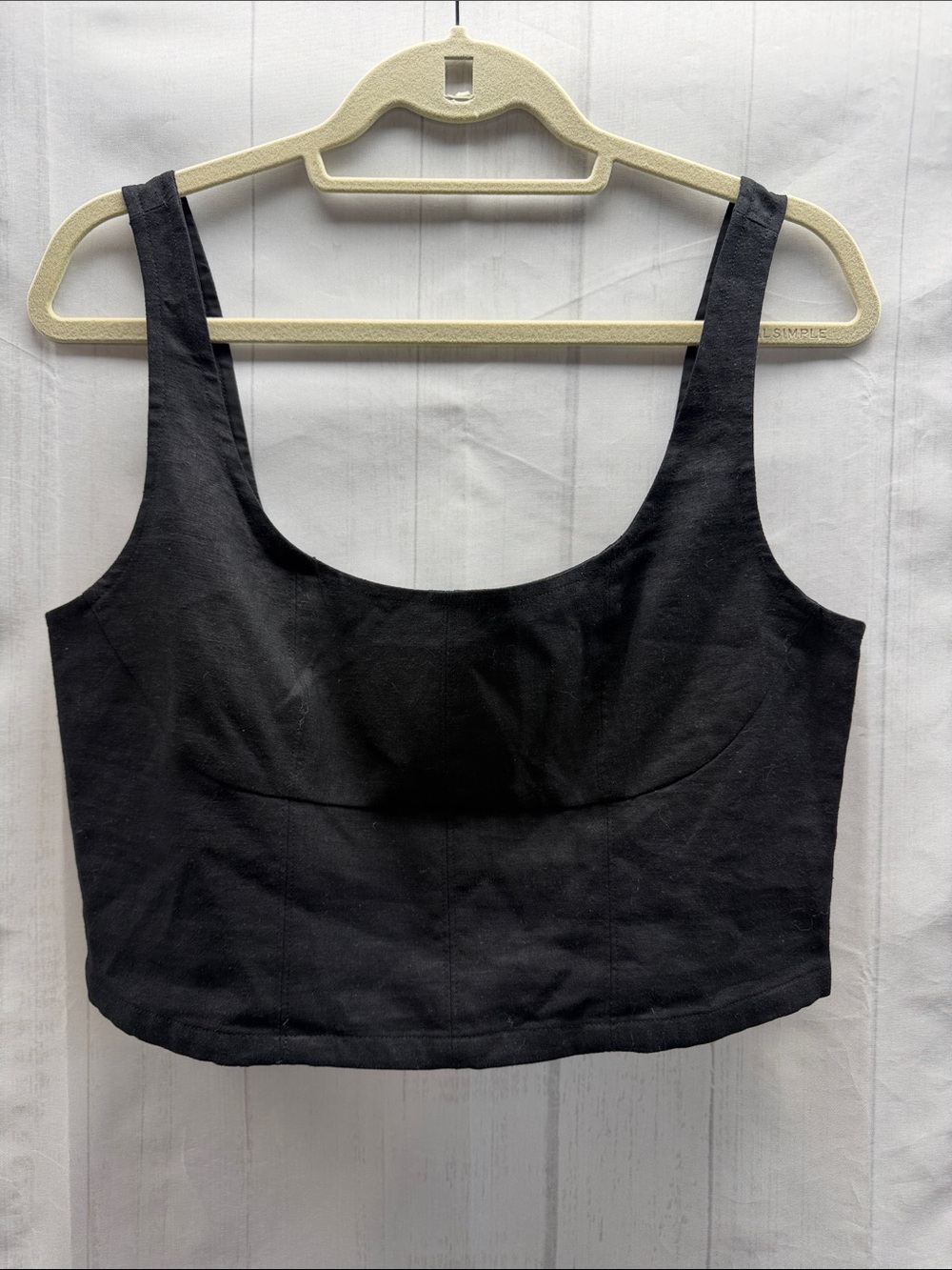 Banana Republic Factory NWT Black Linen Blend Sleeveless Cropped Bustier Top